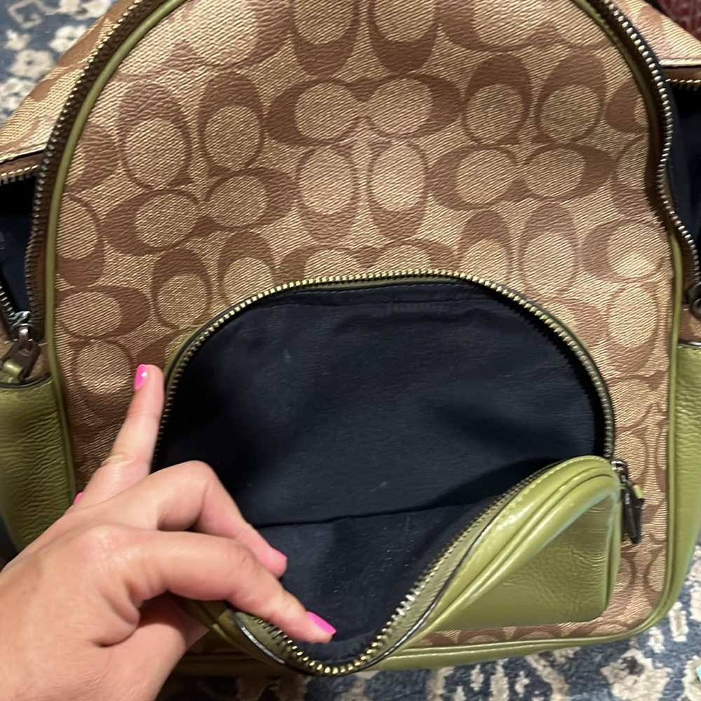 Coach Tan Backpack with Signature Monogram - Picture 11 of 12
